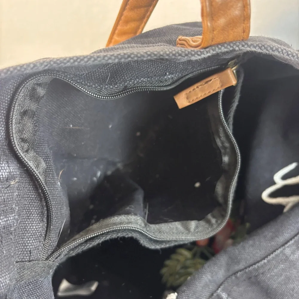 Mary & Martha It Is Well Embroidered Canvas Tote Bag Black Floral Christian
